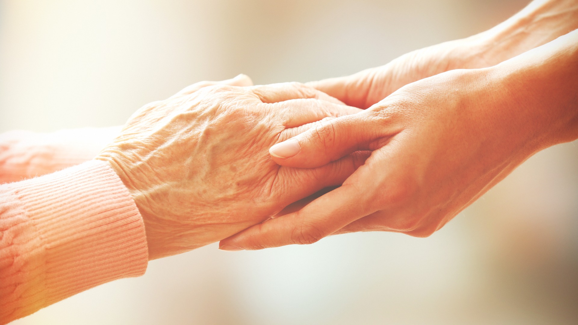 Helping hands, care for the elderly concept