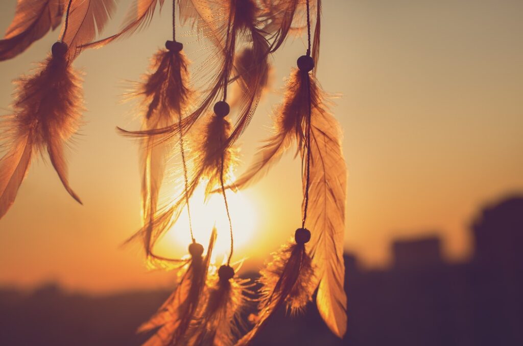 Traumfänger Sonnenuntergang, Boho-Chic, ethnisches Amulett, Symbol